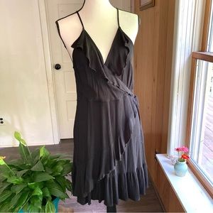 Sexy Black Faux Wrap-Around Dress